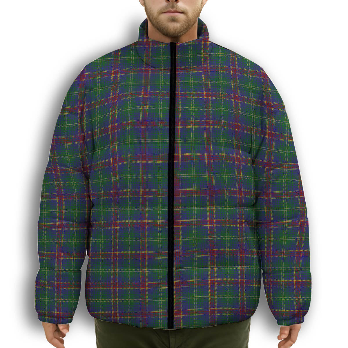 ScotsTee Shop Scottish Hart of Scotland Premium Tartan Collar Down Jacket Winter White Duck Down Plaid