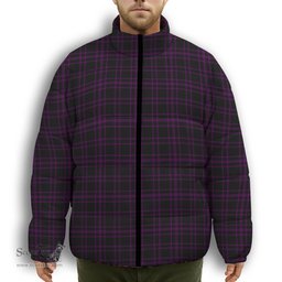 ScotsTee Shop Scottish Leonard Hunting Premium Tartan Collar Down Jacket Winter White Duck Down Plaid