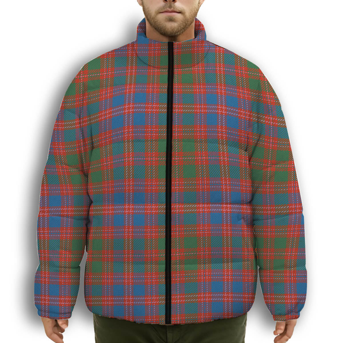 ScotsTee Shop Scottish McColl Old Ancient Premium Tartan Collar Down Jacket Winter White Duck Down Plaid