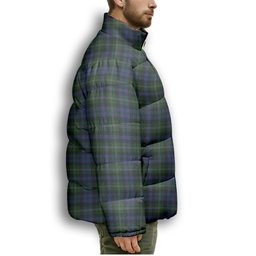 ScotsTee Shop Scottish Stevenson Hunting Premium Tartan Collar Down Jacket Winter White Duck Down Plaid