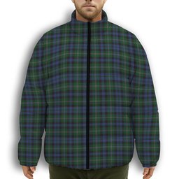ScotsTee Shop Scottish Stevenson Hunting Premium Tartan Collar Down Jacket Winter White Duck Down Plaid