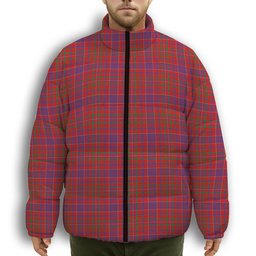 ScotsTee Shop Scottish McLeod Red Modern Premium Tartan Collar Down Jacket Winter White Duck Down Plaid