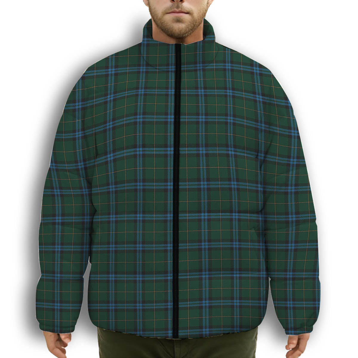 ScotsTee Shop Scottish Mackie Premium Tartan Collar Down Jacket Winter White Duck Down Plaid