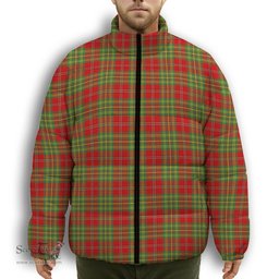 ScotsTee Shop Scottish Leask Modern Premium Tartan Collar Down Jacket Winter White Duck Down Plaid