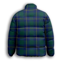 ScotsTee Shop Scottish Irvine of Bonshaw Modern Premium Tartan Collar Down Jacket Winter White Duck Down Plaid