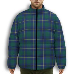 ScotsTee Shop Scottish Irvine of Bonshaw Modern Premium Tartan Collar Down Jacket Winter White Duck Down Plaid