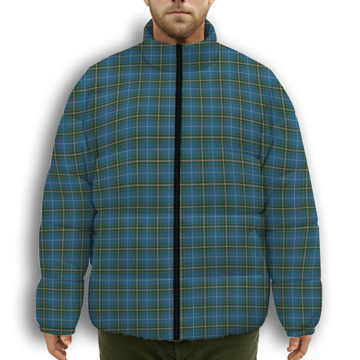 ScotsTee Shop Scottish Nova Scotia Province Premium Tartan Collar Down Jacket Winter White Duck Down Plaid