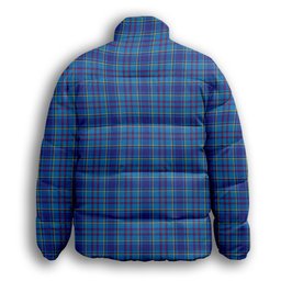 ScotsTee Shop Scottish Mercer Modern Premium Tartan Collar Down Jacket Winter White Duck Down Plaid