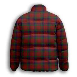 ScotsTee Shop Scottish Robertson Premium Tartan Collar Down Jacket Winter White Duck Down Plaid