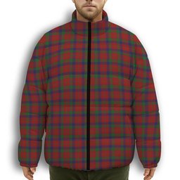 ScotsTee Shop Scottish Robertson Premium Tartan Collar Down Jacket Winter White Duck Down Plaid