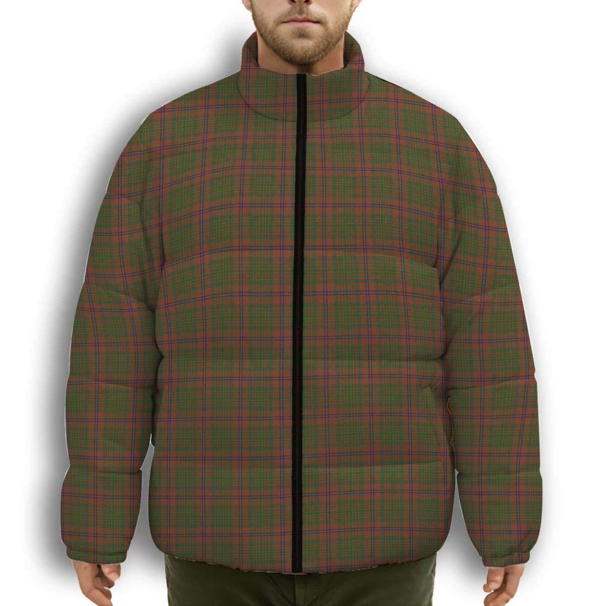 ScotsTee Shop Scottish MacGillivray Hunting Premium Tartan Collar Down Jacket Winter White Duck Down Plaid