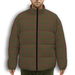 ScotsTee Shop Scottish MacGillivray Hunting Premium Tartan Collar Down Jacket Winter White Duck Down Plaid