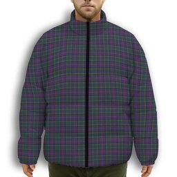 ScotsTee Shop Scottish Rankin 2 Premium Tartan Collar Down Jacket Winter White Duck Down Plaid