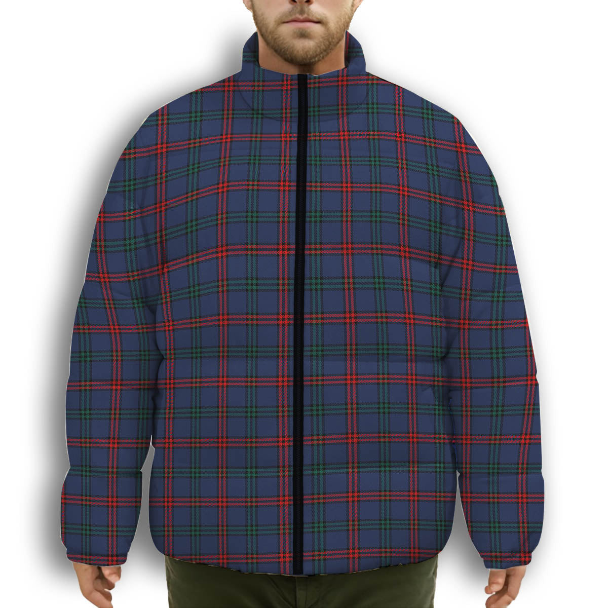 ScotsTee Shop Scottish Montgomery of Ayrshire Modern Premium Tartan Collar Down Jacket Winter White Duck Down Plaid