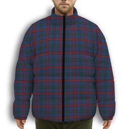 ScotsTee Shop Scottish Montgomery of Ayrshire Modern Premium Tartan Collar Down Jacket Winter White Duck Down Plaid