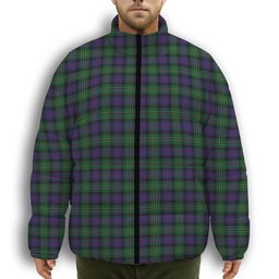 ScotsTee Shop Scottish Rose Hunting Premium Tartan Collar Down Jacket Winter White Duck Down Plaid