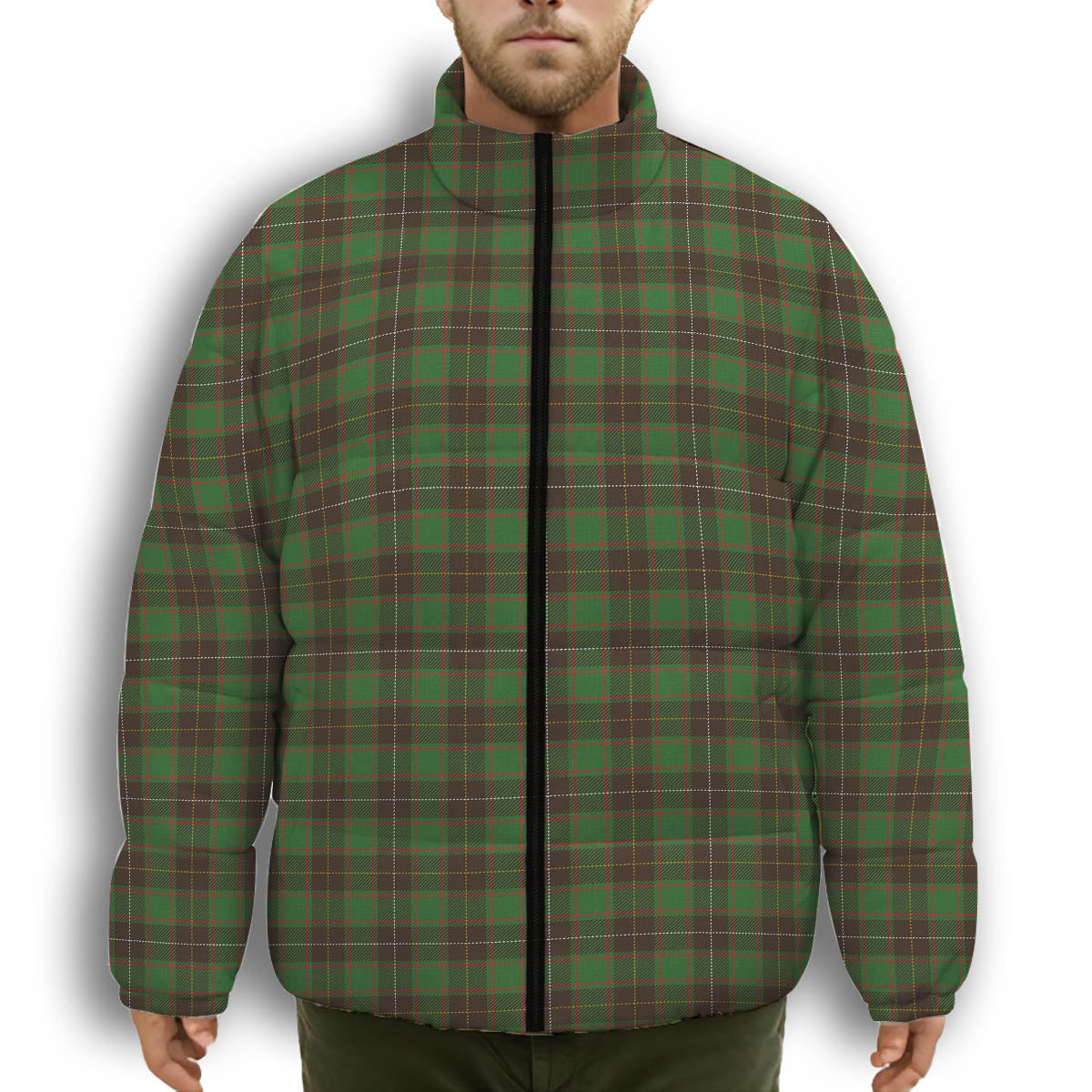 ScotsTee Shop Scottish McPhee Hunting Ancient Premium Tartan Collar Down Jacket Winter White Duck Down Plaid