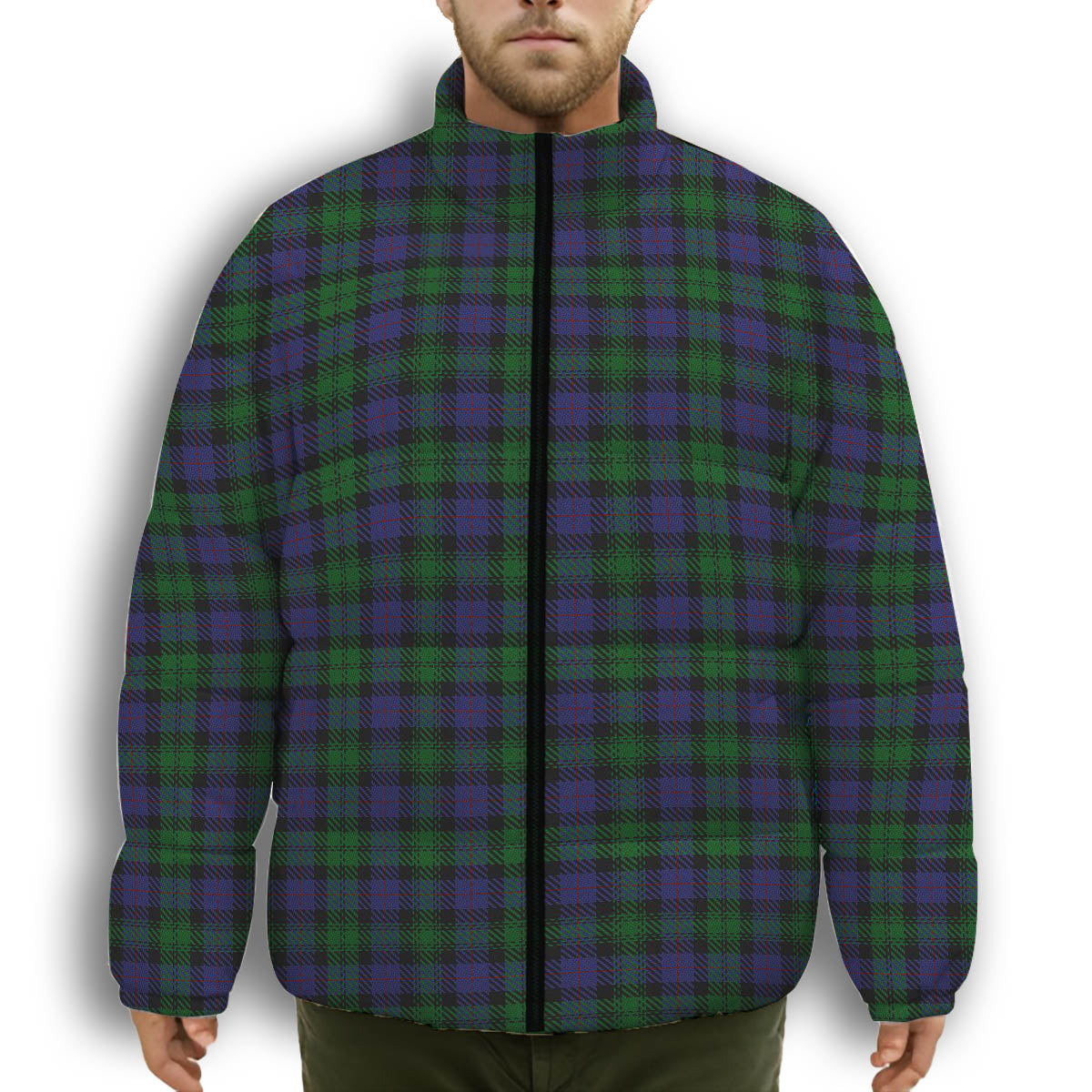 ScotsTee Shop Scottish Urquhart Logan Premium Tartan Collar Down Jacket Winter White Duck Down Plaid
