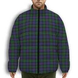 ScotsTee Shop Scottish Urquhart Logan Premium Tartan Collar Down Jacket Winter White Duck Down Plaid