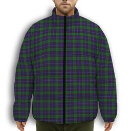 ScotsTee Shop Scottish Mitchell Premium Tartan Collar Down Jacket Winter White Duck Down Plaid