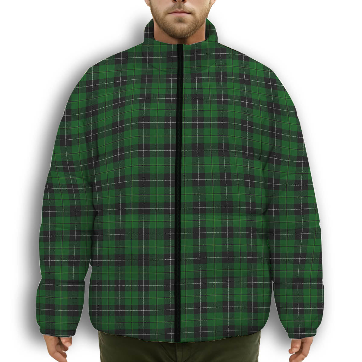 ScotsTee Shop Scottish Raeside Premium Tartan Collar Down Jacket Winter White Duck Down Plaid