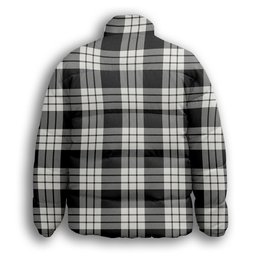 ScotsTee Shop Scottish MacFarlane Black White Premium Tartan Collar Down Jacket Winter White Duck Down Plaid
