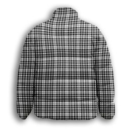 ScotsTee Shop Scottish Scott Black and White Modern Premium Tartan Collar Down Jacket Winter White Duck Down Plaid