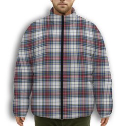 ScotsTee Shop Scottish McBeth Dress Modern Premium Tartan Collar Down Jacket Winter White Duck Down Plaid