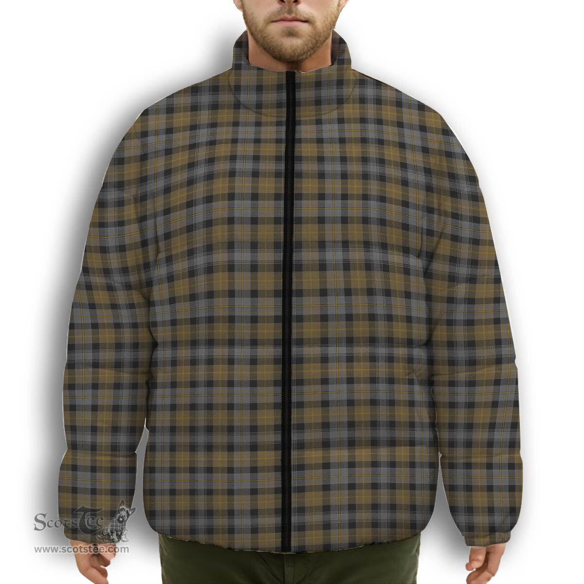 ScotsTee Shop Scottish Macissac Premium Tartan Collar Down Jacket Winter White Duck Down Plaid
