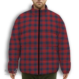 ScotsTee Shop Scottish Thompson Bonner Premium Tartan Collar Down Jacket Winter White Duck Down Plaid