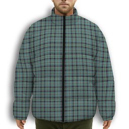 ScotsTee Shop Scottish Stevenson Ancient Premium Tartan Collar Down Jacket Winter White Duck Down Plaid