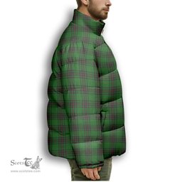 ScotsTee Shop Scottish Kinnear Premium Tartan Collar Down Jacket Winter White Duck Down Plaid