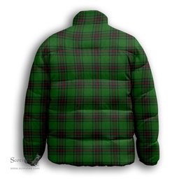 ScotsTee Shop Scottish Kinnear Premium Tartan Collar Down Jacket Winter White Duck Down Plaid