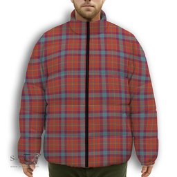 ScotsTee Shop Scottish Pitcairn Heritage Ancient Premium Tartan Collar Down Jacket Winter White Duck Down Plaid