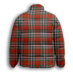 ScotsTee Shop Scottish MacFarlane Red Ancient Premium Tartan Collar Down Jacket Winter White Duck Down Plaid