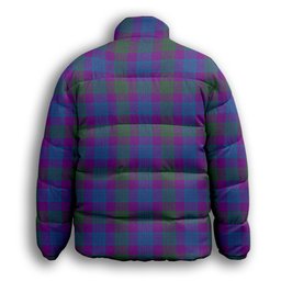 ScotsTee Shop Scottish Lang Modern Clan Premium Tartan Collar Down Jacket Winter White Duck Down Plaid