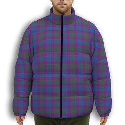 ScotsTee Shop Scottish Lang Modern Clan Premium Tartan Collar Down Jacket Winter White Duck Down Plaid