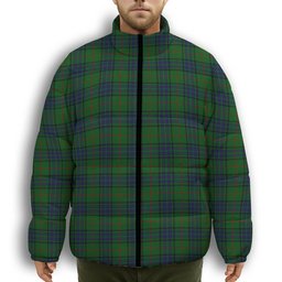 ScotsTee Shop Scottish Lauder Family Premium Tartan Collar Down Jacket Winter White Duck Down Plaid