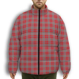 ScotsTee Shop Scottish Moubray Premium Tartan Collar Down Jacket Winter White Duck Down Plaid