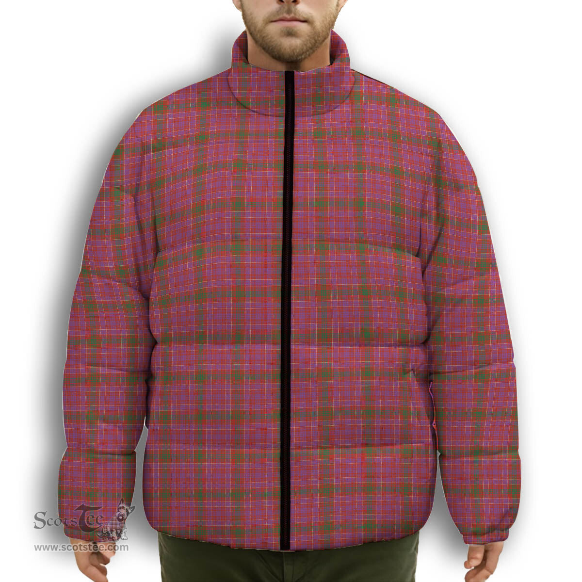 ScotsTee Shop Scottish Lumsden of Clova Ancient Premium Tartan Collar Down Jacket Winter White Duck Down Plaid