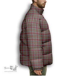 ScotsTee Shop Scottish McBain Chief Premium Tartan Collar Down Jacket Winter White Duck Down Plaid