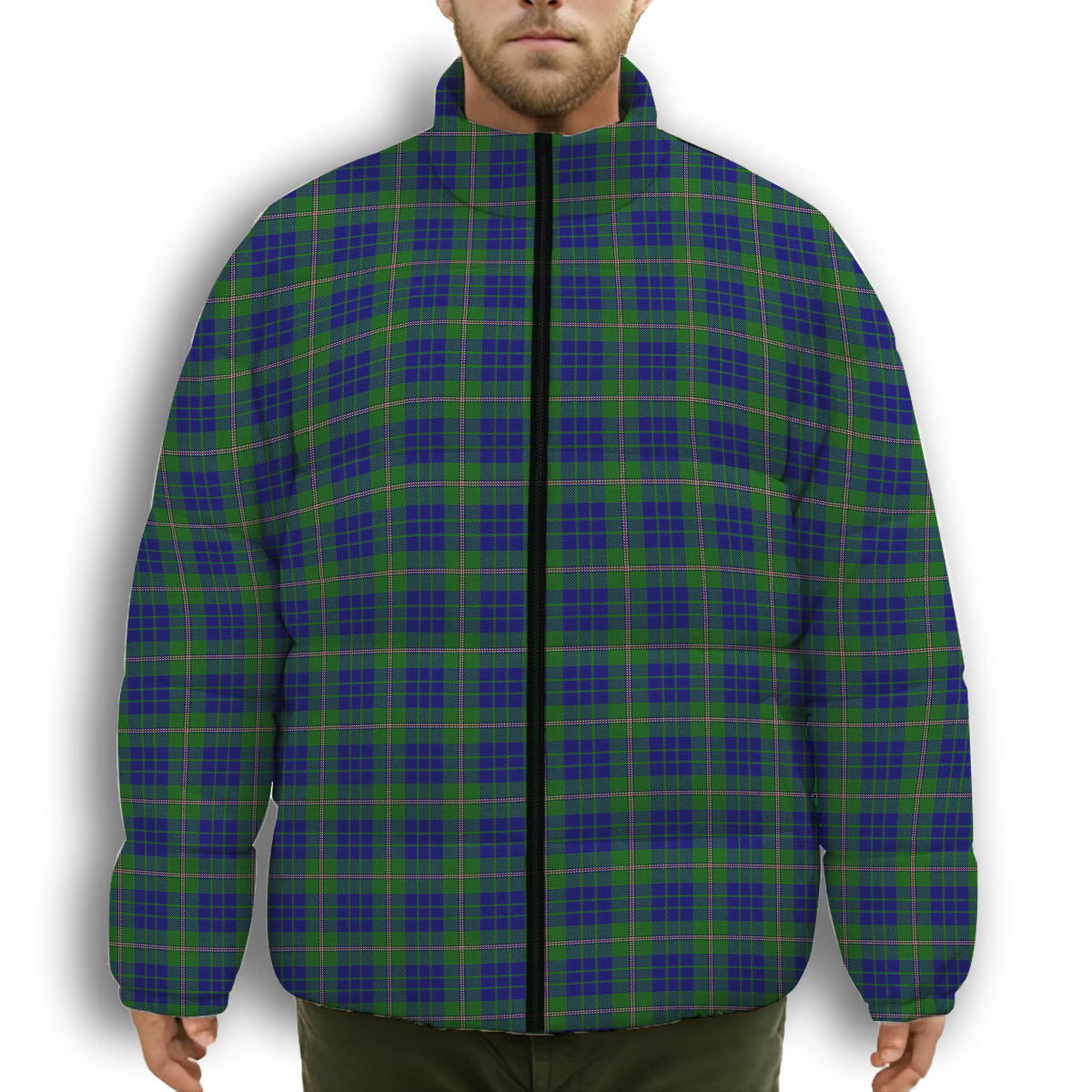 ScotsTee Shop Scottish Nowell Premium Tartan Collar Down Jacket Winter White Duck Down Plaid