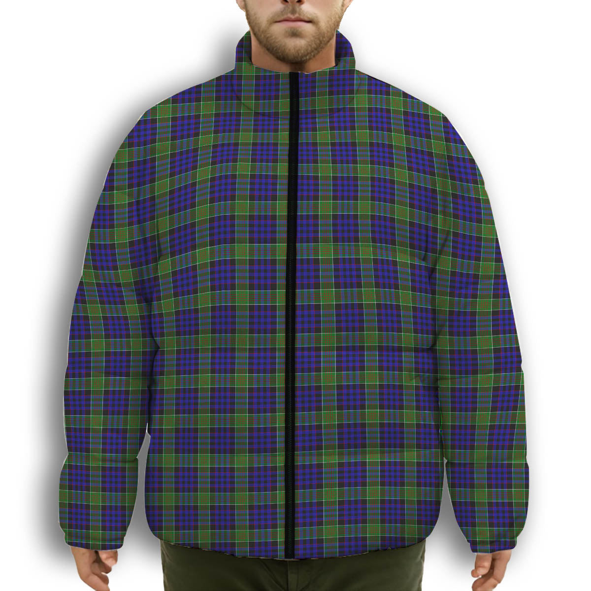 ScotsTee Shop Scottish Newman SC Premium Tartan Collar Down Jacket Winter White Duck Down Plaid