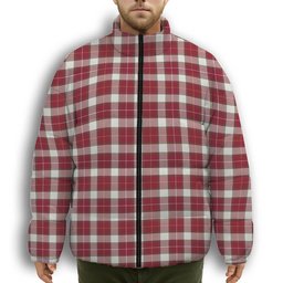 ScotsTee Shop Scottish MacFie Dress Modern Premium Tartan Collar Down Jacket Winter White Duck Down Plaid