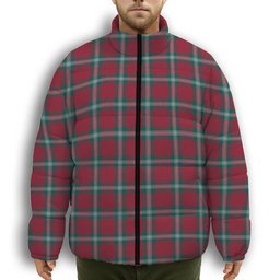 ScotsTee Shop Scottish MacLaine of Loch Buie Modern Premium Tartan Collar Down Jacket Winter White Duck Down Plaid