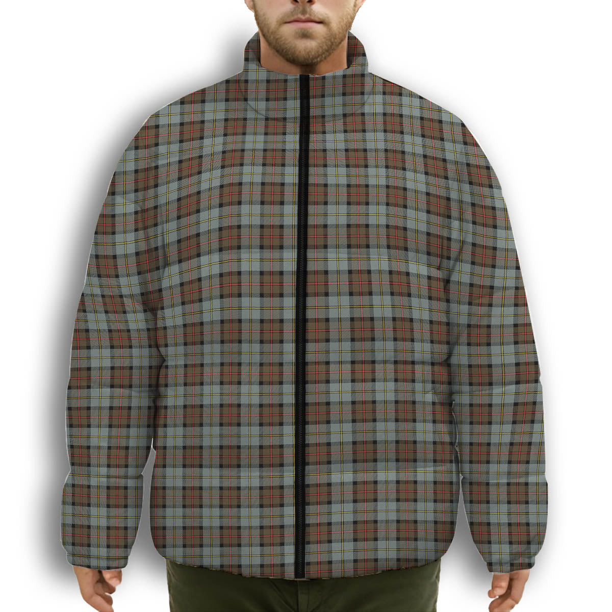 ScotsTee Shop Scottish McLeod of Harris Weathered Premium Tartan Collar Down Jacket Winter White Duck Down Plaid