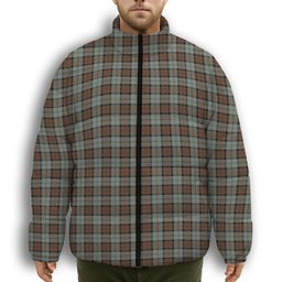 ScotsTee Shop Scottish McLeod of Harris Weathered Premium Tartan Collar Down Jacket Winter White Duck Down Plaid