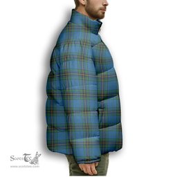 ScotsTee Shop Scottish Murray of Elibank Ancient Premium Tartan Collar Down Jacket Winter White Duck Down Plaid