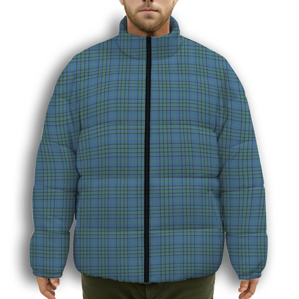 ScotsTee Shop Scottish Matheson Hunting Ancient Premium Tartan Collar Down Jacket Winter White Duck Down Plaid