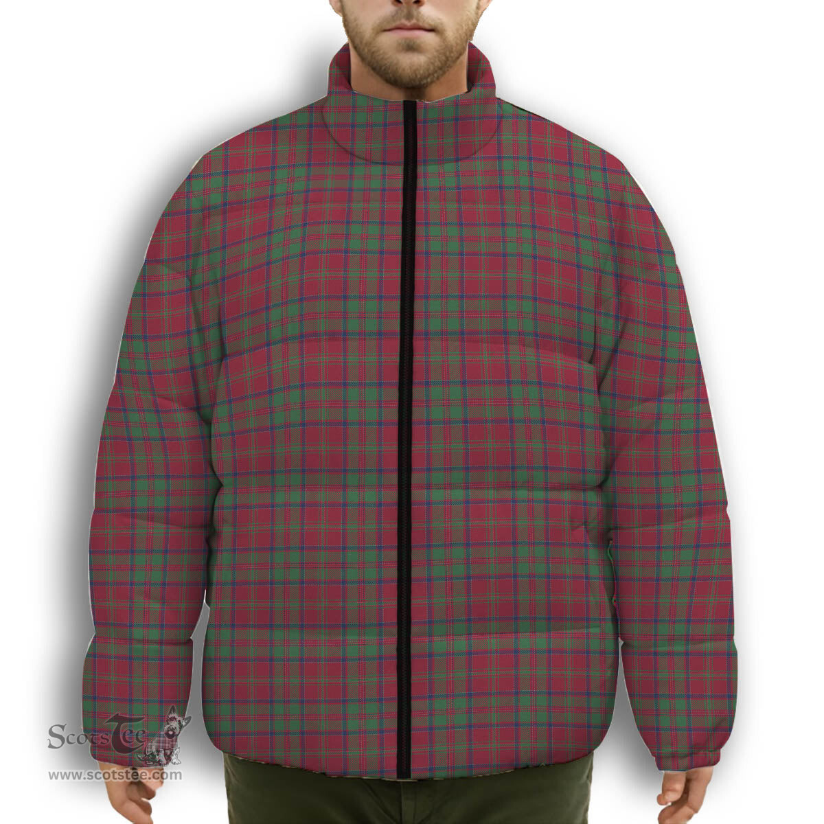 ScotsTee Shop Scottish McDonald of Glencoe Modern Premium Tartan Collar Down Jacket Winter White Duck Down Plaid